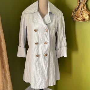 HILARY RADLEY NEW YORK TRENCH COAT LIGHT BLUE SZ 6